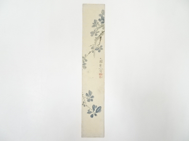 JAPANESE ART / TANZAKU / HAND PAINTED FLORAL PLANTS